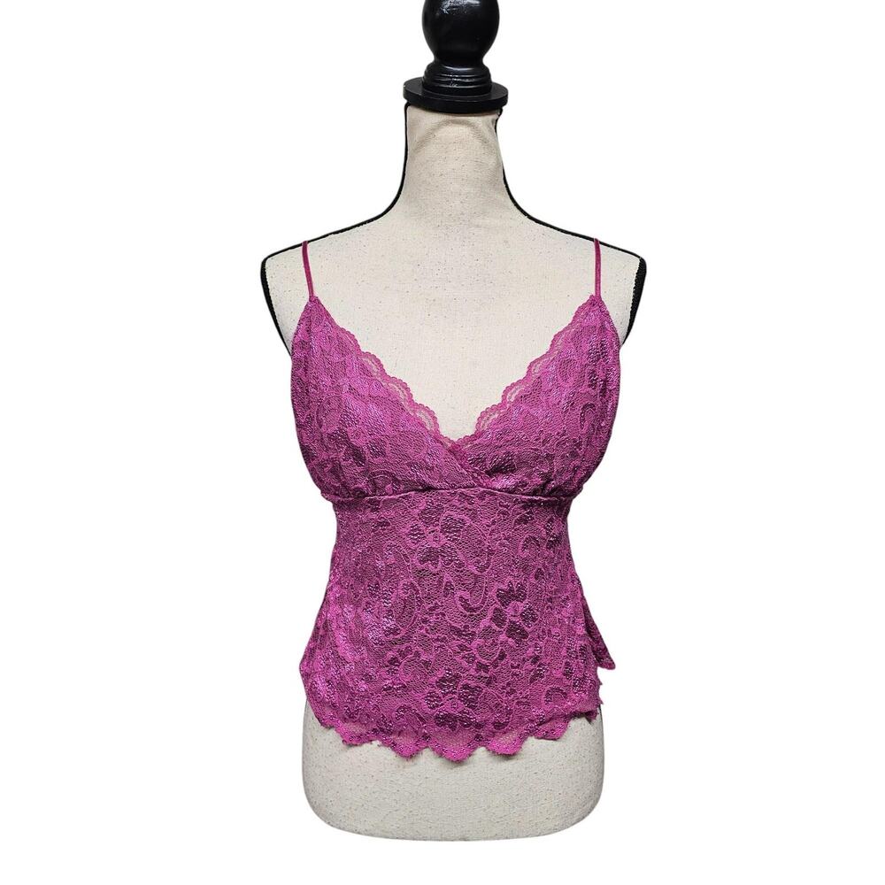 Vtg Y2K Babydoll Lace Cami Womens Sz Medium Fairy Grunge Pink Coquette Festival